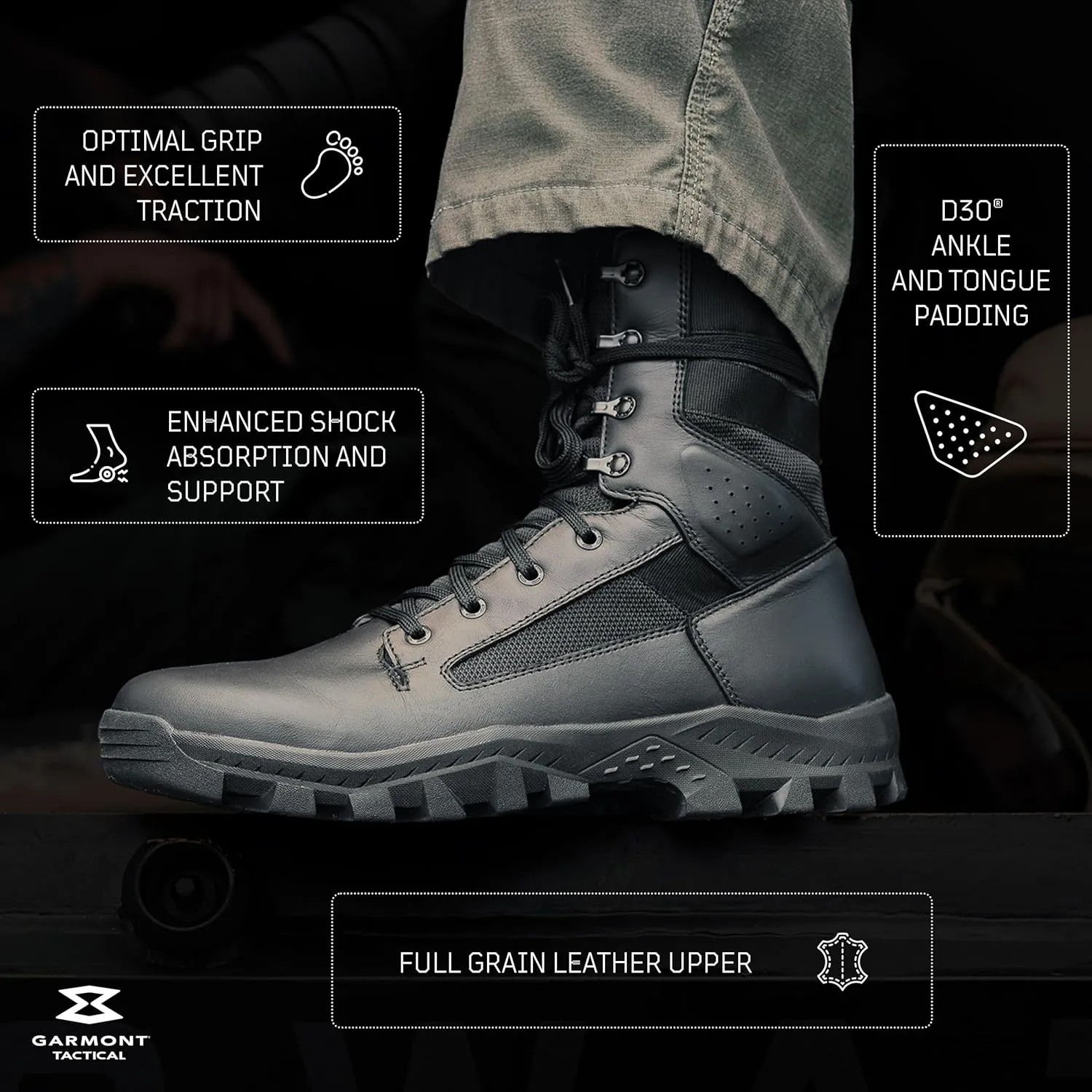GARMONT TACTICAL T8 Defense LE Law Enforcement EMS Boots for Men and Women, Full Grain Leather, Regular
