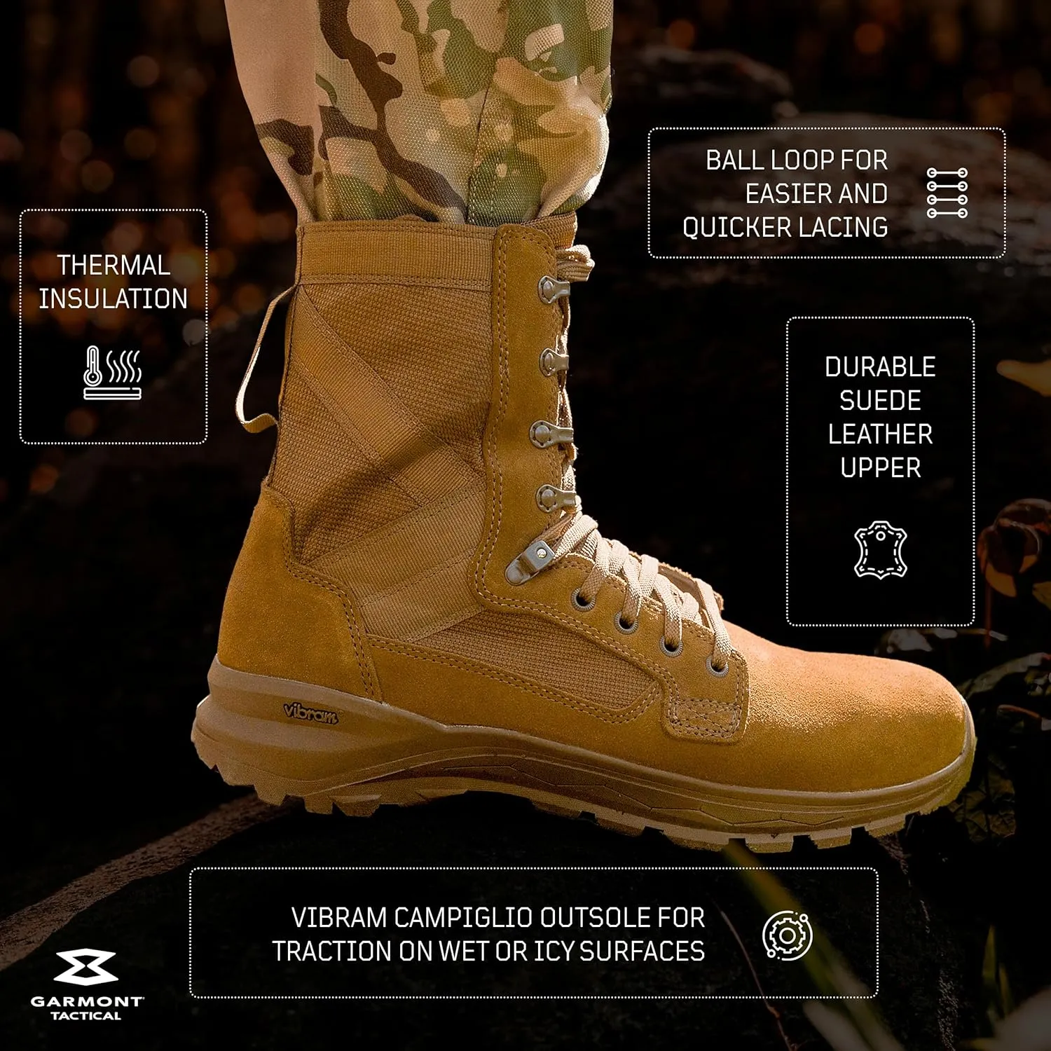GARMONT TACTICAL T8 Extreme EVO 200G Thinsulate Military Combat Insulated Boots for Men and Women, Army, Air Force, AR670-1 Compliant, Suede Leather, Winter Shoes