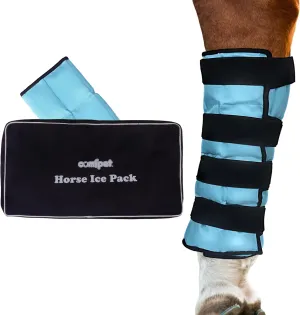 Gel Horse Ice Pack with Carry Case Reusable Cooling Horse Leg Wrap for Injury Therapy Full Leg Ice Boot Cold Pack for Hock, Ankle, Knee, Legs, Boots, and Hooves, 1 Pack