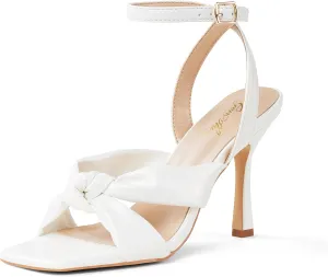 GENSHUO Ankle Strap High Heels Knot Sandals