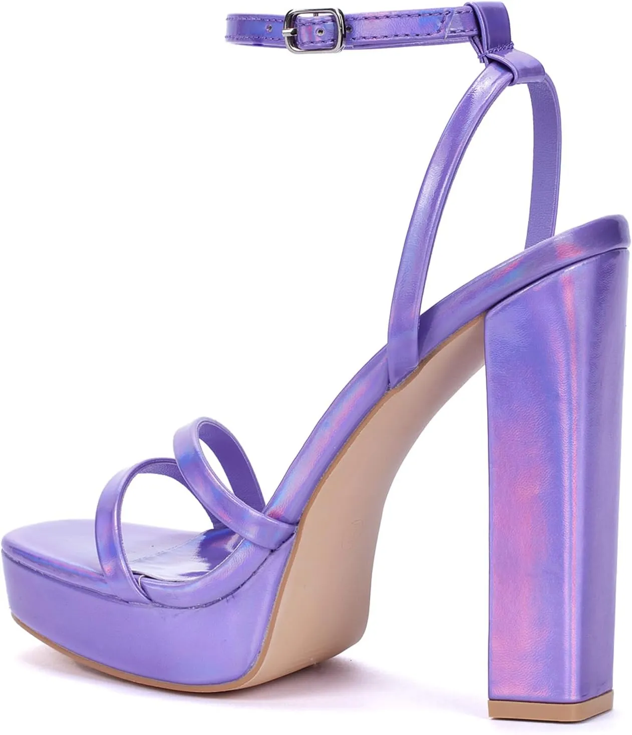 GENSHUO Women's Platform Chunky High Heels Square Toe Ankle Strap Heel Sandals Strappy Wedding Party Dress shoes
