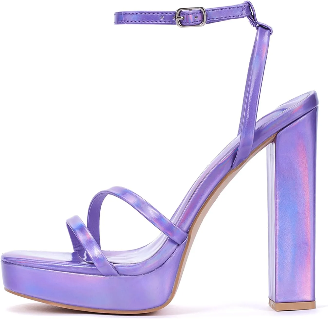 GENSHUO Women's Platform Chunky High Heels Square Toe Ankle Strap Heel Sandals Strappy Wedding Party Dress shoes
