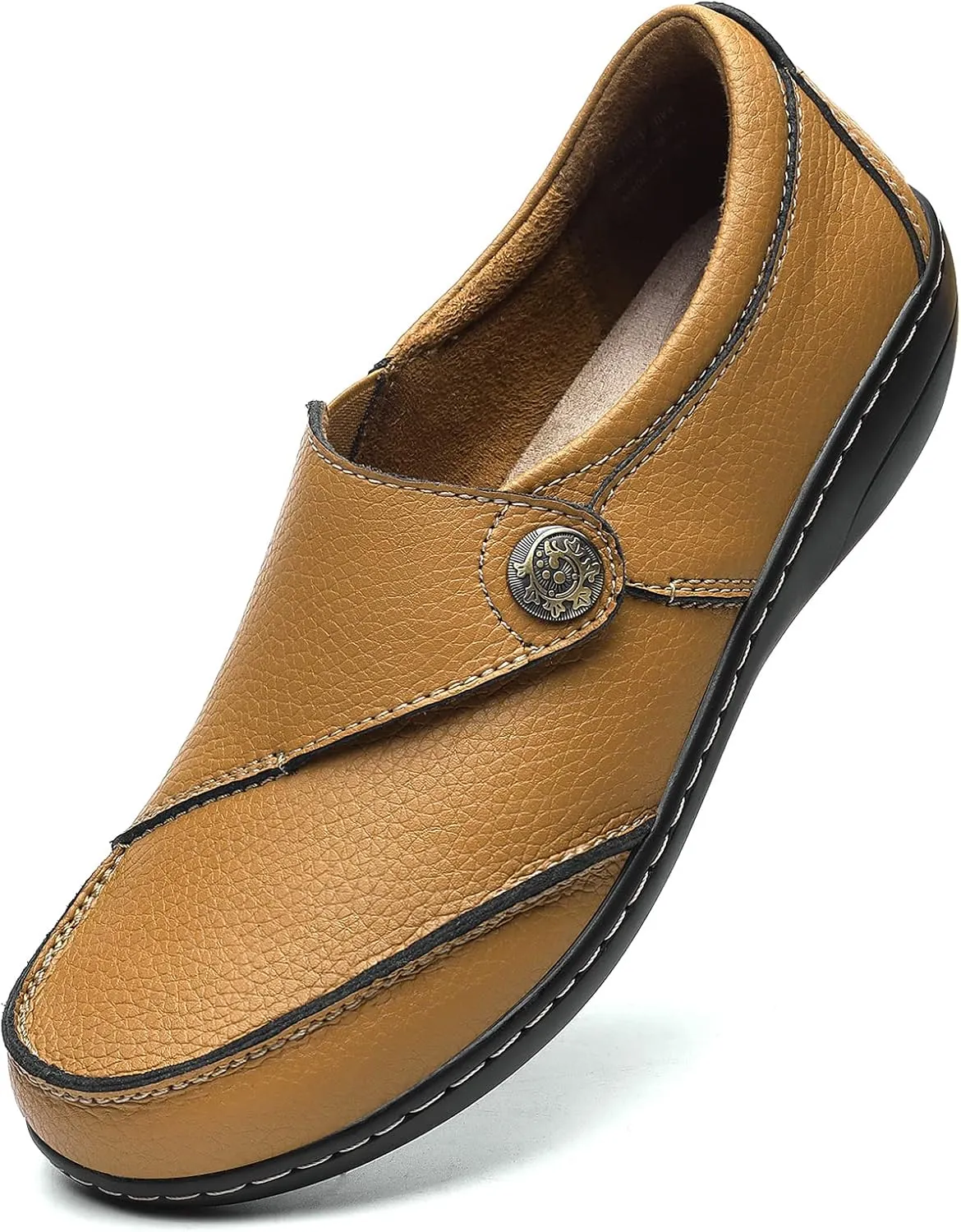 Geoeleph Women's Loafers Casual Slip-Ons Comfort Walking Flats Leather Driving Moccasins