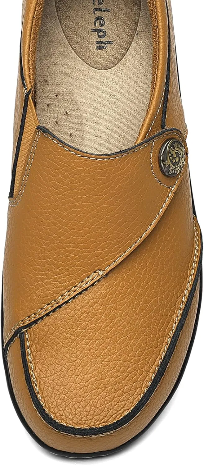 Geoeleph Women's Loafers Casual Slip-Ons Comfort Walking Flats Leather Driving Moccasins