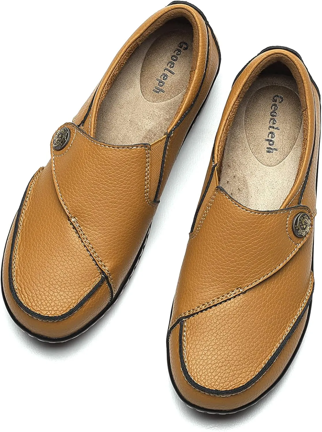 Geoeleph Women's Loafers Casual Slip-Ons Comfort Walking Flats Leather Driving Moccasins