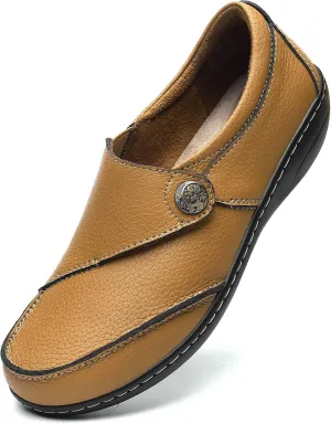 Geoeleph Women's Loafers Casual Slip-Ons Comfort Walking Flats Leather Driving Moccasins