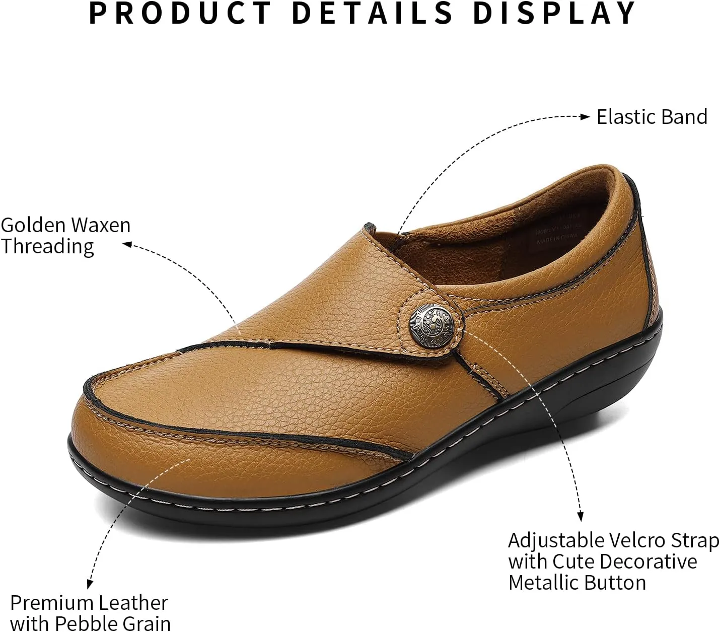 Geoeleph Women's Loafers Casual Slip-Ons Comfort Walking Flats Leather Driving Moccasins