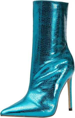 getmorebeauty Women's Ankle Boot Sexy High Heel Pointed Toe Side Zipper Mid Calf Boots