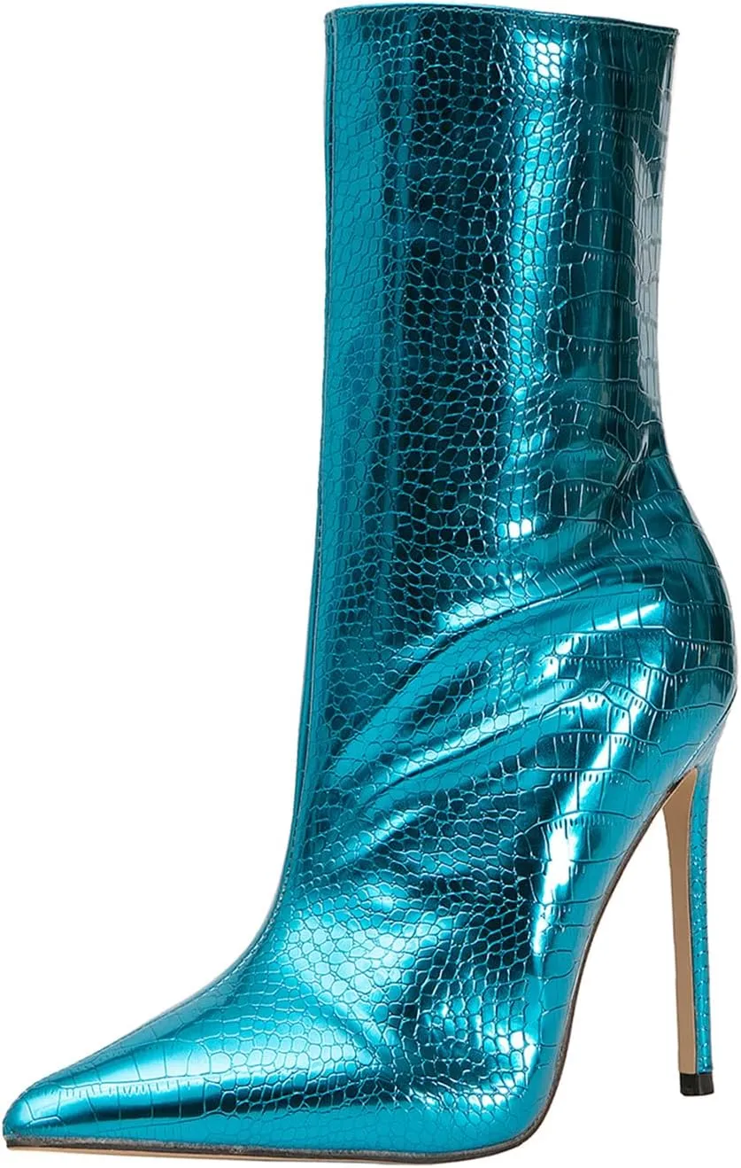 getmorebeauty Women's Ankle Boot Sexy High Heel Pointed Toe Side Zipper Mid Calf Boots