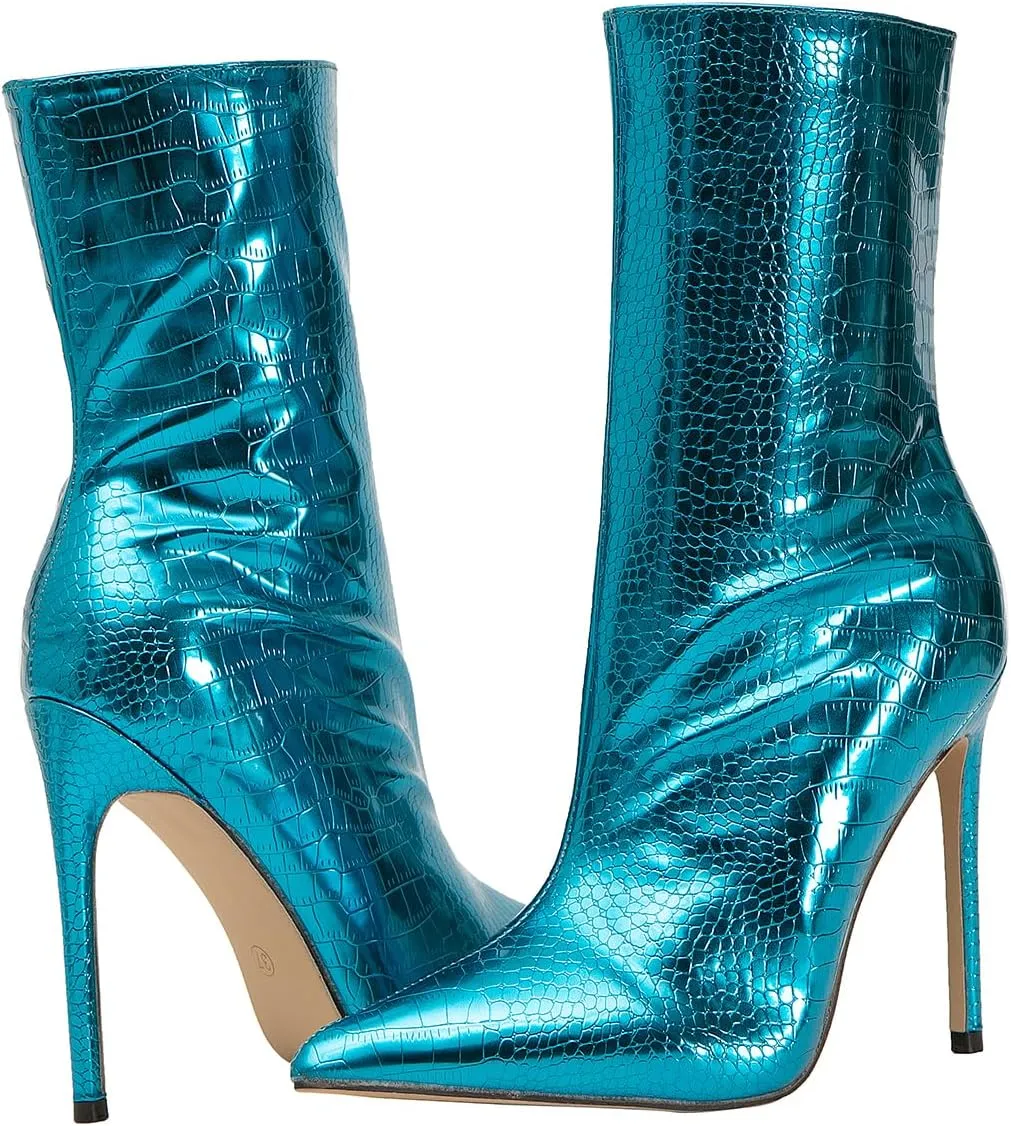 getmorebeauty Women's Ankle Boot Sexy High Heel Pointed Toe Side Zipper Mid Calf Boots