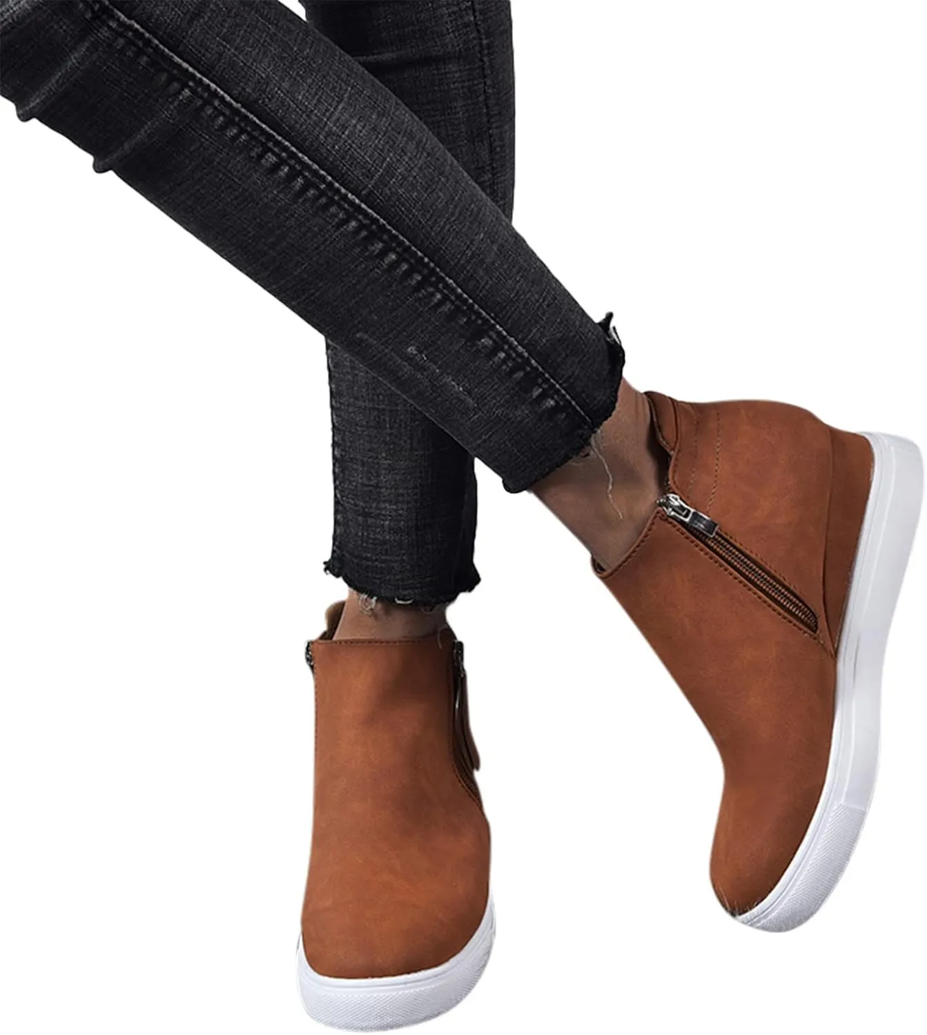 Gibobby Boots for Women Low Heel Womens Ankle Boots Pointed Toe Faux Stacked Chunky Heels Tassels Side Zipper Booties 52
