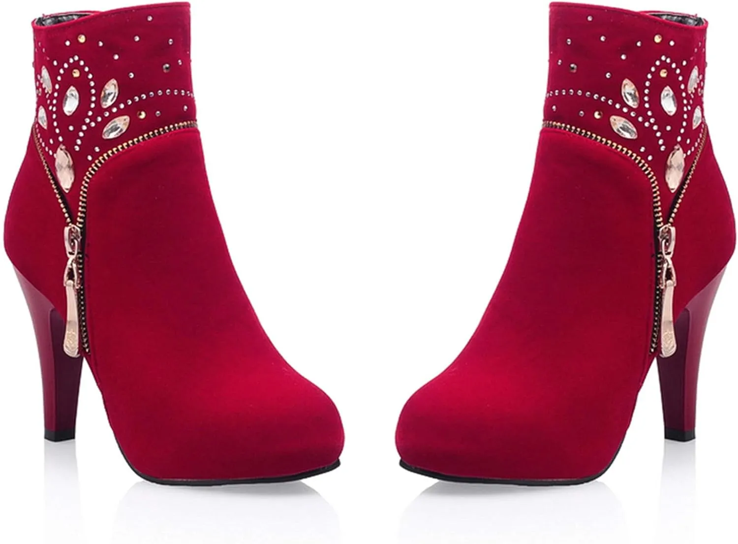 Gicoiz Women Elegant High Heels Suede Platform Ankle Boots