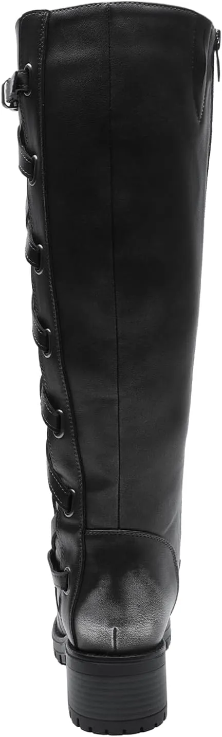 GLOBALWIN Women's Boots Back Lace Up Fall Winter Fashion Knee High Boots For Women