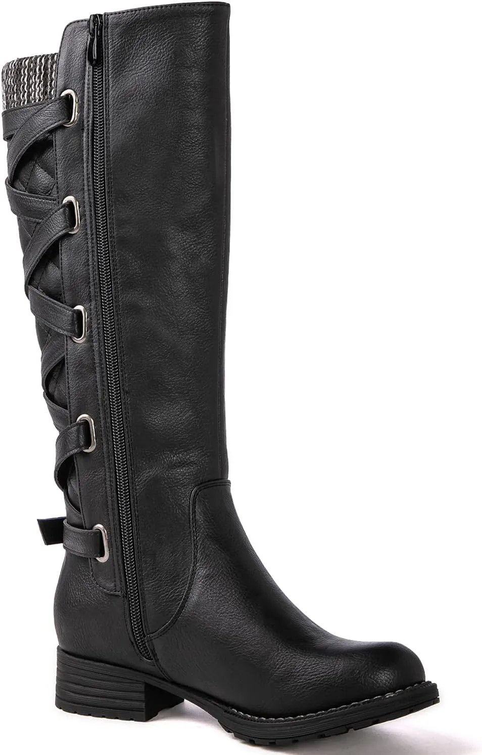GLOBALWIN Women's Quilted Knee High Fashion Boots Strappy Boots For Women