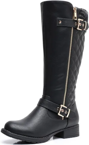 GLOBALWIN Women's Quilted Knee-High Fashion Dressy Riding Boots