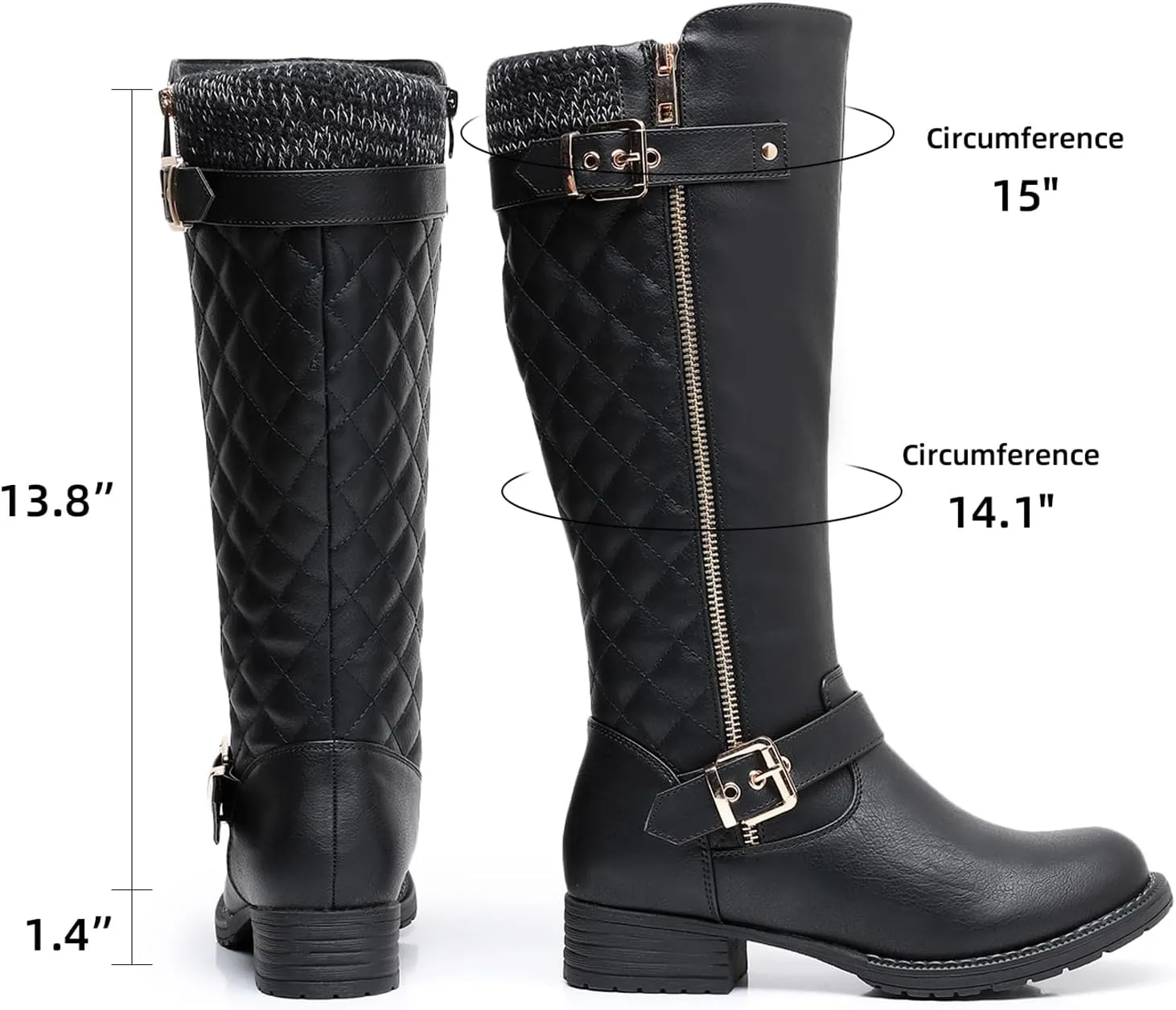 GLOBALWIN Women's Quilted Knee-High Fashion Dressy Riding Boots