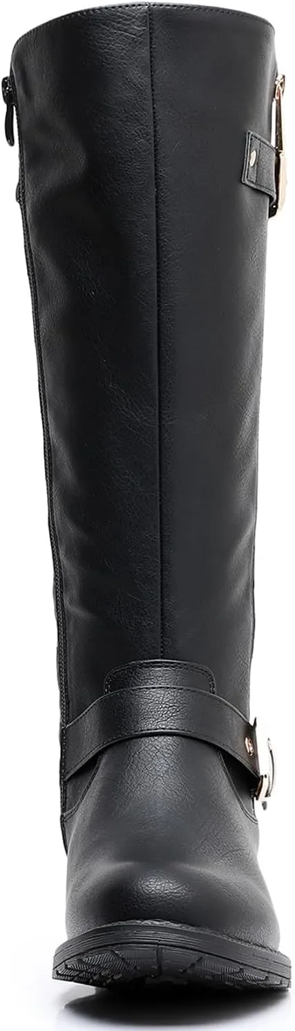GLOBALWIN Women's Quilted Knee-High Fashion Dressy Riding Boots