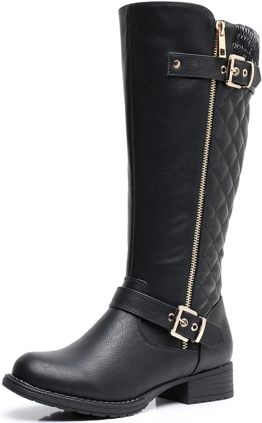 GLOBALWIN Women's Quilted Knee-High Fashion Dressy Riding Boots