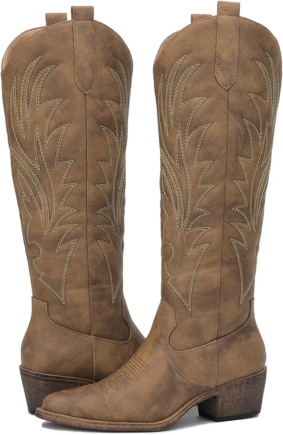 GLOBALWIN Women's The Western Cowboy Cowgirl Embroidered Knee High Boots