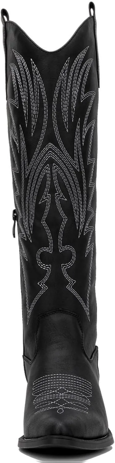 GLOBALWIN Women's The Western Cowboy Cowgirl Embroidered Knee High Boots