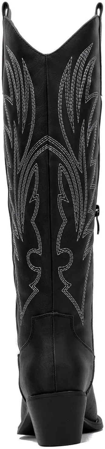 GLOBALWIN Women's The Western Cowboy Cowgirl Embroidered Knee High Boots