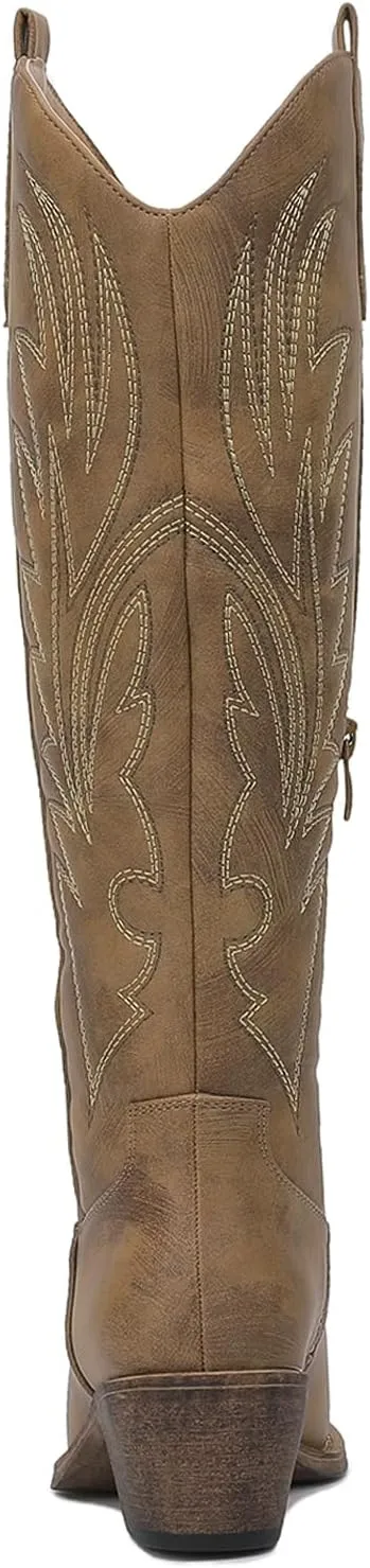 GLOBALWIN Women's The Western Cowboy Cowgirl Embroidered Knee High Boots
