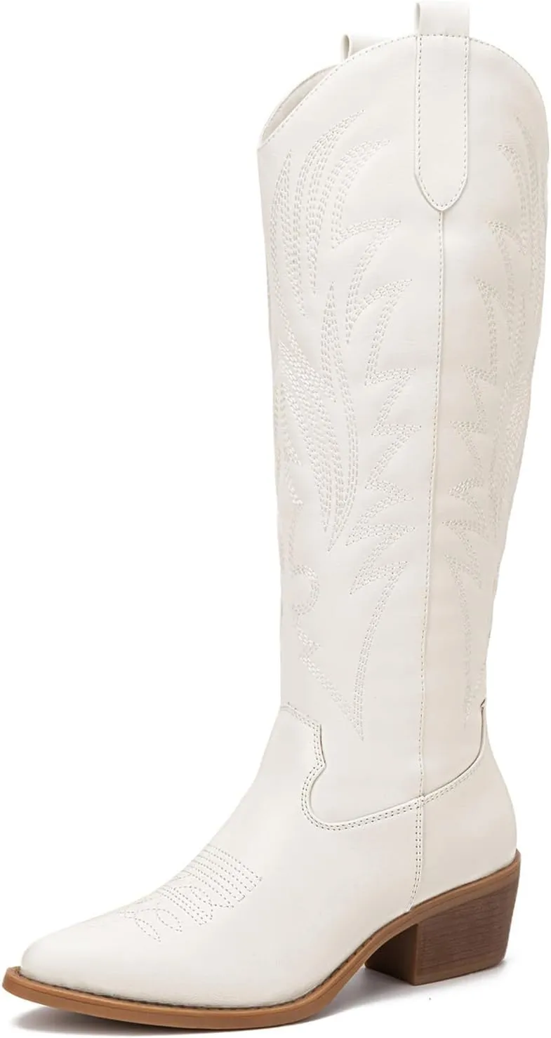 GLOBALWIN Women's The Western Cowboy Cowgirl Embroidered Knee High Boots