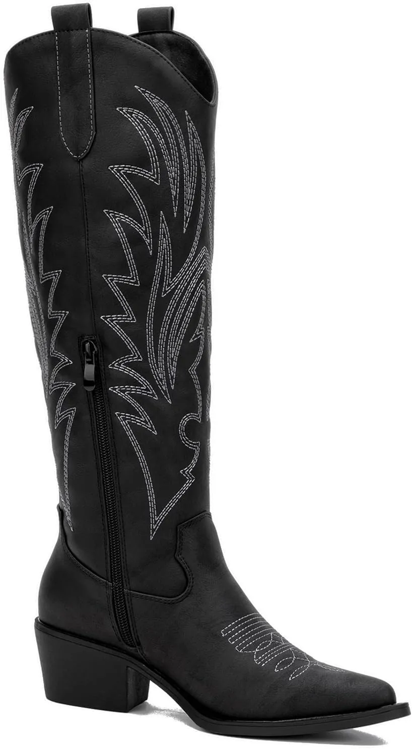 GLOBALWIN Women's The Western Cowboy Cowgirl Embroidered Knee High Boots