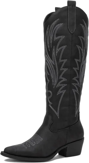 GLOBALWIN Women's The Western Cowboy Cowgirl Embroidered Knee High Boots