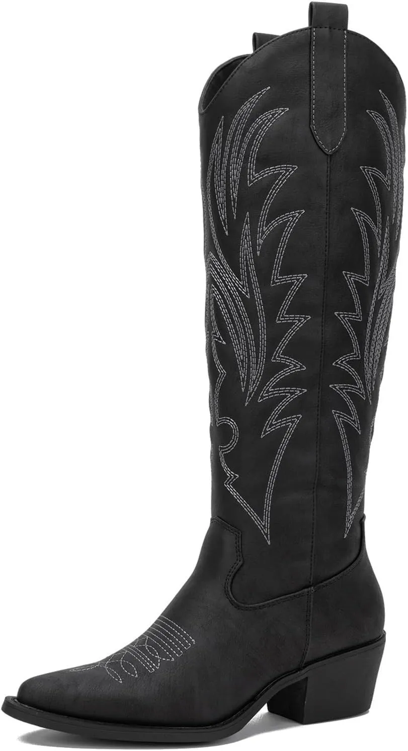 GLOBALWIN Women's The Western Cowboy Cowgirl Embroidered Knee High Boots