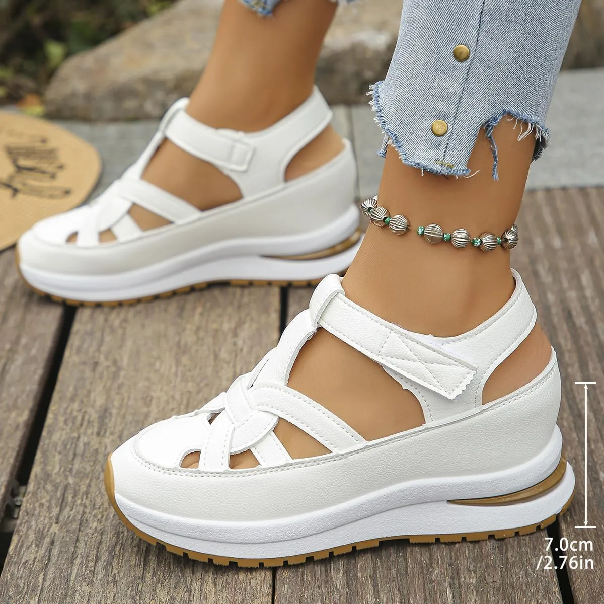 Glowstep Orthopedic Low Heel Cut-Out Sandals, 2025 Summer Platform Wedge, Bomre orthopedic sandals for women, lustre and glow Shoes, Beach Boho Arch Support Sandals