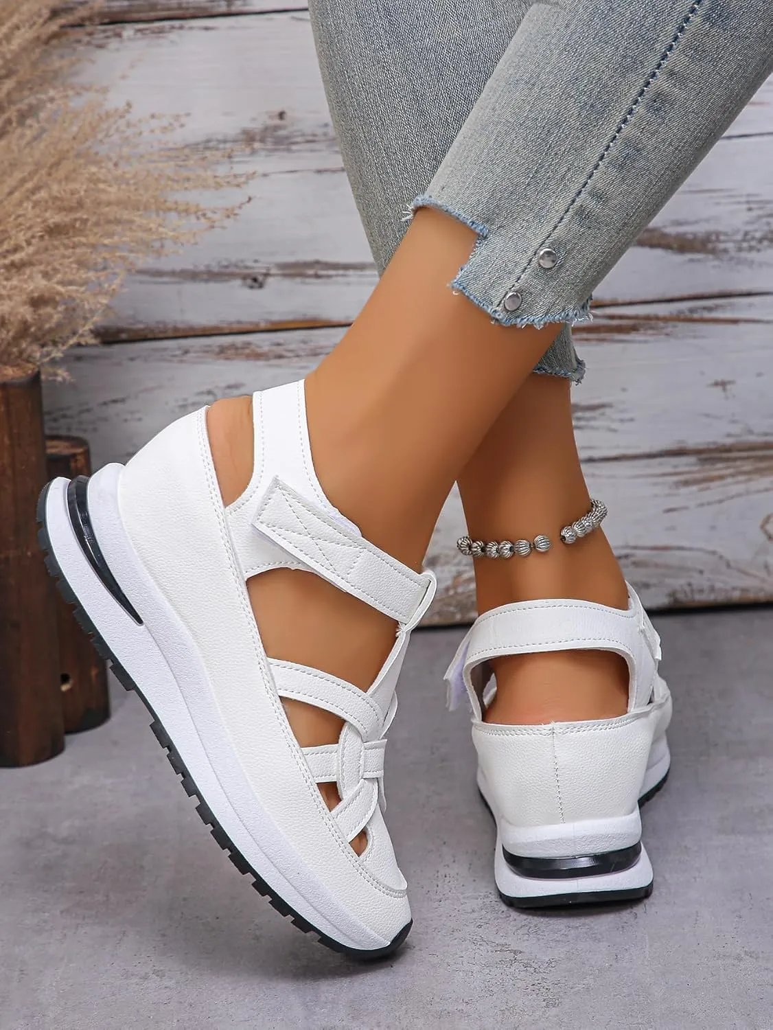 Glowstep Orthopedic Low Heel Cut-Out Sandals, 2025 Summer Platform Wedge, Bomre orthopedic sandals for women, lustre and glow Shoes, Beach Boho Arch Support Sandals