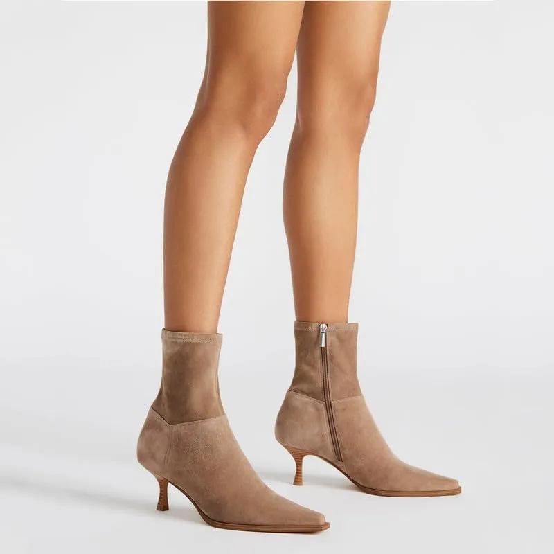 Goiphrri Women's Ankle Boots - Stiletto High Heel, Pointed Toe, Short, Side Zipper, Dress Boots - Elastic, Fashion, Trendy