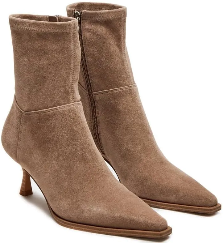 Goiphrri Women's Ankle Boots - Stiletto High Heel, Pointed Toe, Short, Side Zipper, Dress Boots - Elastic, Fashion, Trendy