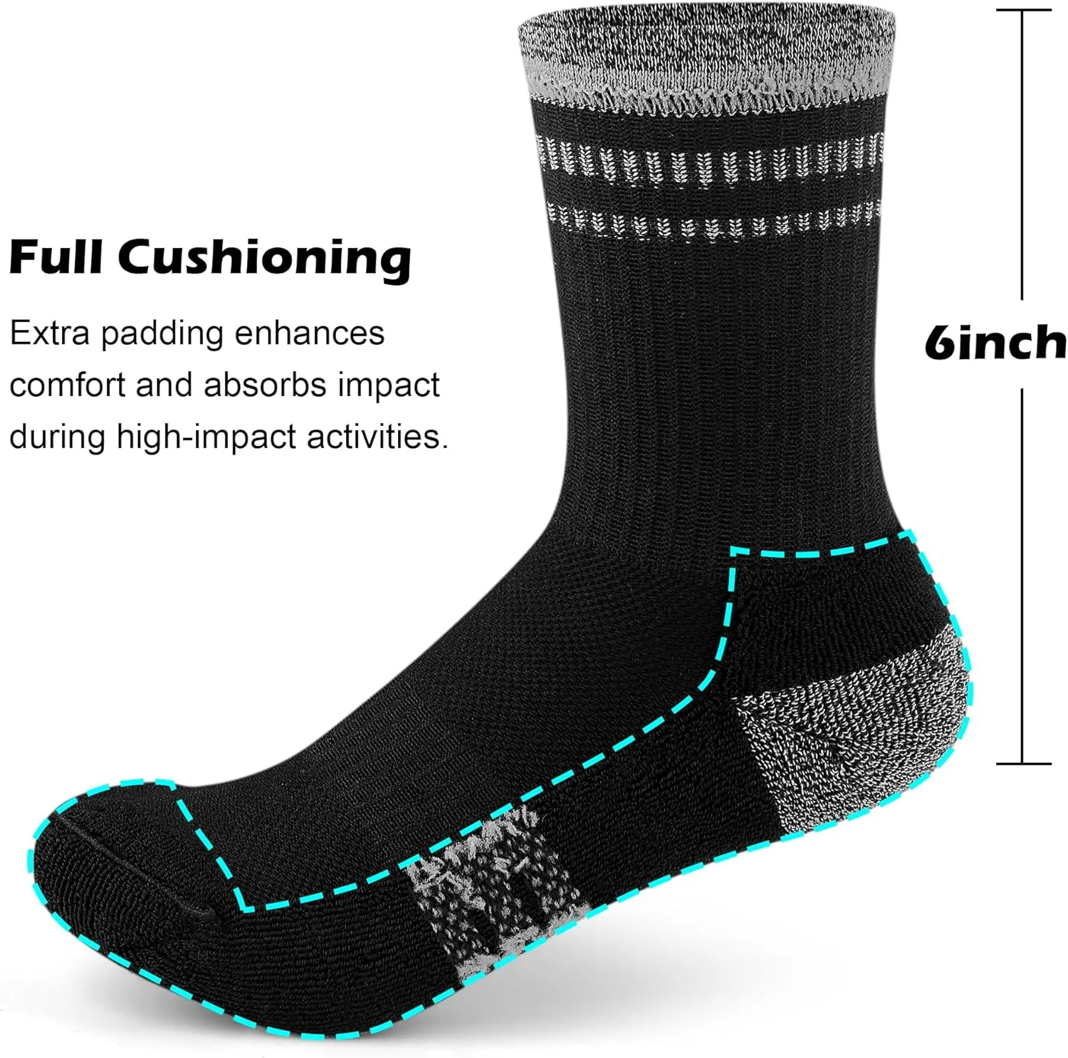 Gonii Crew Socks Women Running Hiking Thick Cushiones Athletic Socks 5-6 Pairs