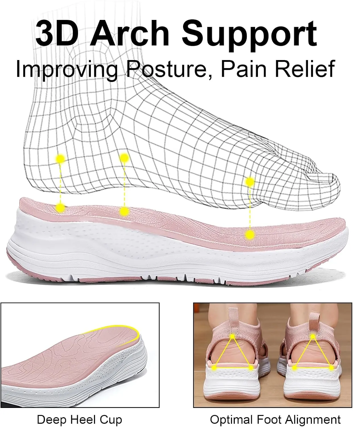 GoodValue Womens Comfortable Orthopedic Sandals Arch Support Ladies Walking Sport Athletic Sandals Open Toe Slip On Plantar Fasciitis Platform Dress Sandal 2 Inches Heel