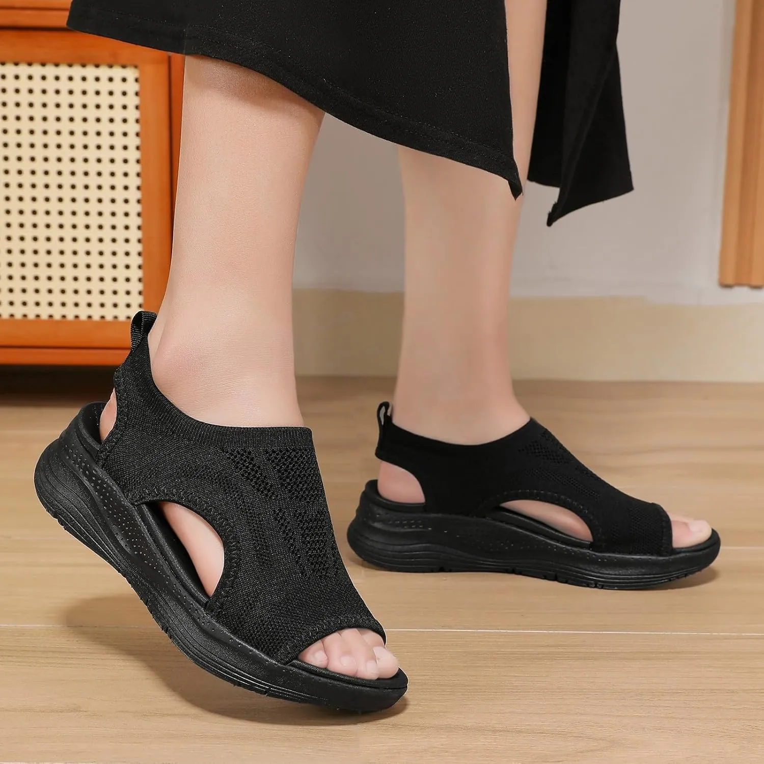 GoodValue Womens Comfortable Orthopedic Sandals Arch Support Ladies Walking Sport Athletic Sandals Open Toe Slip On Plantar Fasciitis Platform Dress Sandal 2 Inches Heel