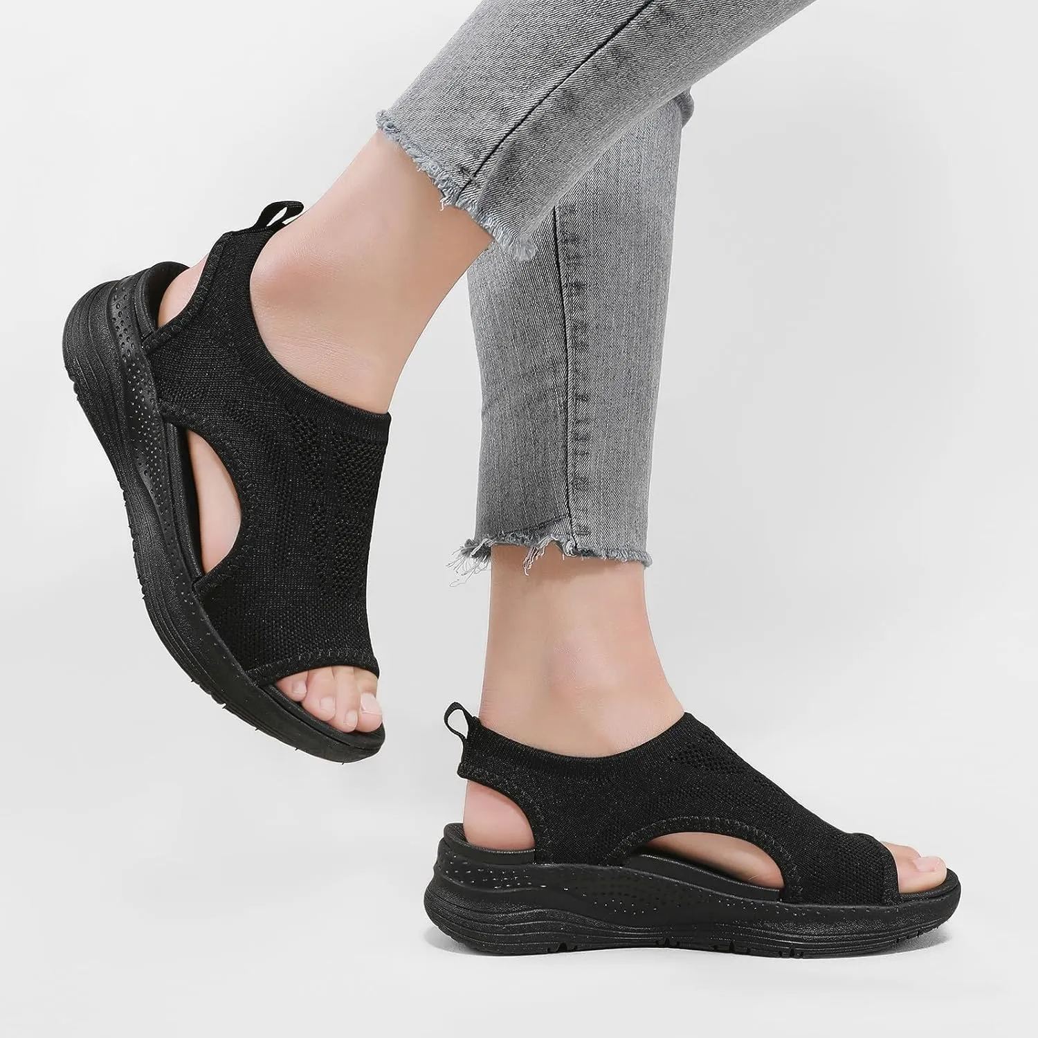 GoodValue Womens Comfortable Orthopedic Sandals Arch Support Ladies Walking Sport Athletic Sandals Open Toe Slip On Plantar Fasciitis Platform Dress Sandal 2 Inches Heel