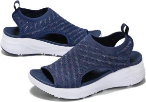 GoodValue Womens Comfortable Orthopedic Sandals Arch Support Ladies Walking Sport Athletic Sandals Open Toe Slip On Plantar Fasciitis Platform Dress Sandal 2 Inches Heel