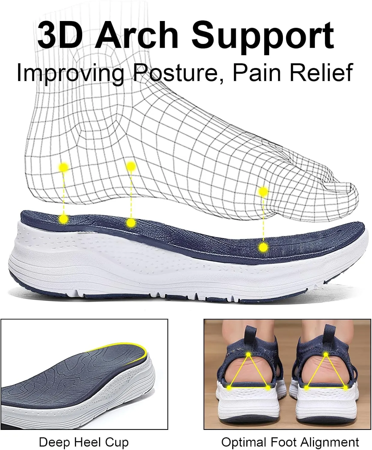 GoodValue Womens Comfortable Orthopedic Sandals Arch Support Ladies Walking Sport Athletic Sandals Open Toe Slip On Plantar Fasciitis Platform Dress Sandal 2 Inches Heel