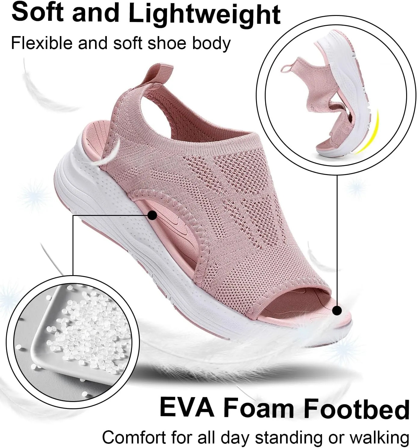GoodValue Womens Comfortable Orthopedic Sandals Arch Support Ladies Walking Sport Athletic Sandals Open Toe Slip On Plantar Fasciitis Platform Dress Sandal 2 Inches Heel