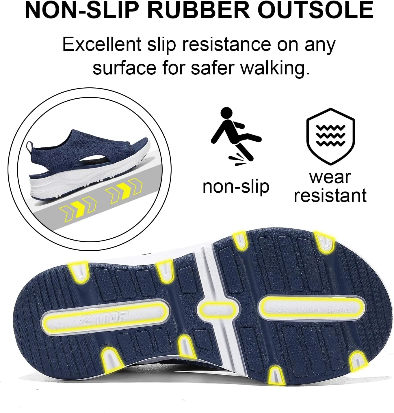 GoodValue Womens Comfortable Orthopedic Sandals Arch Support Ladies Walking Sport Athletic Sandals Open Toe Slip On Plantar Fasciitis Platform Dress Sandal 2 Inches Heel