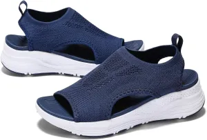 GoodValue Womens Comfortable Orthopedic Sandals Arch Support Ladies Walking Sport Athletic Sandals Open Toe Slip On Plantar Fasciitis Platform Dress Sandal 2 Inches Heel