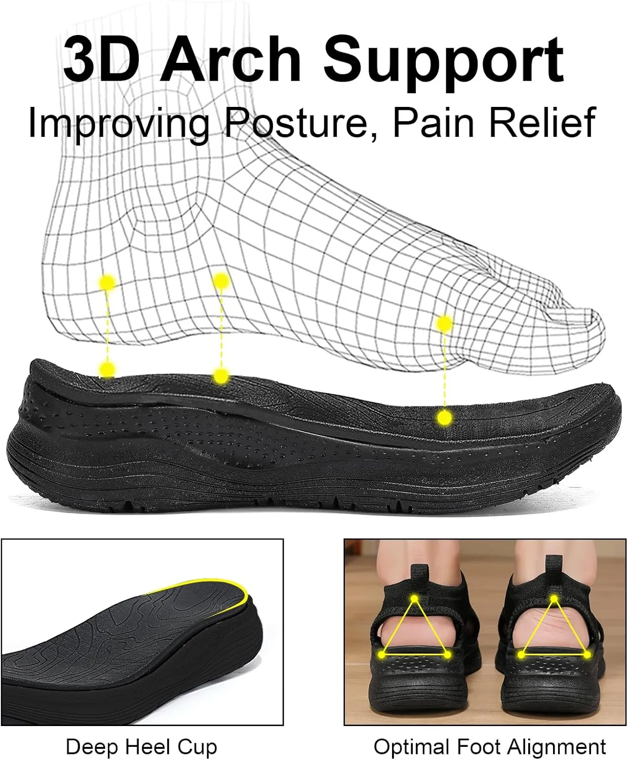 GoodValue Womens Comfortable Orthopedic Sandals Arch Support Ladies Walking Sport Athletic Sandals Open Toe Slip On Plantar Fasciitis Platform Dress Sandal 2 Inches Heel