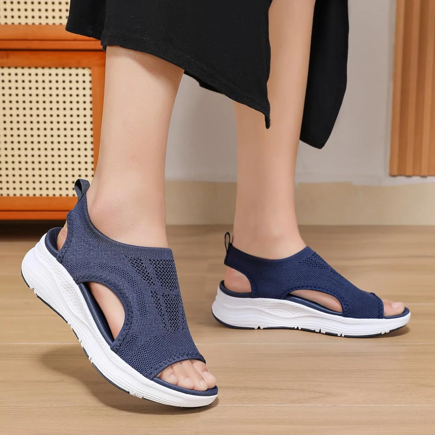 GoodValue Womens Comfortable Orthopedic Sandals Arch Support Ladies Walking Sport Athletic Sandals Open Toe Slip On Plantar Fasciitis Platform Dress Sandal 2 Inches Heel