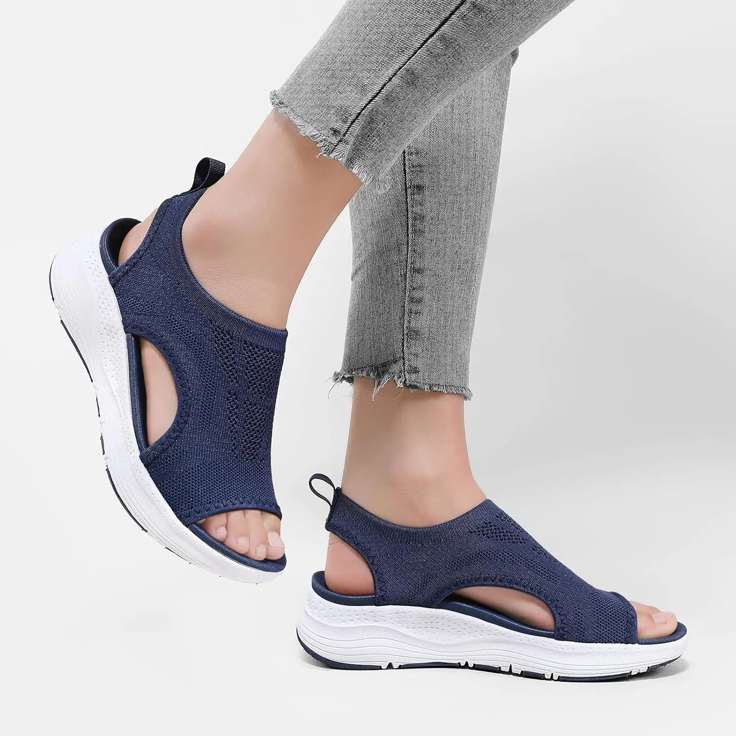GoodValue Womens Comfortable Orthopedic Sandals Arch Support Ladies Walking Sport Athletic Sandals Open Toe Slip On Plantar Fasciitis Platform Dress Sandal 2 Inches Heel