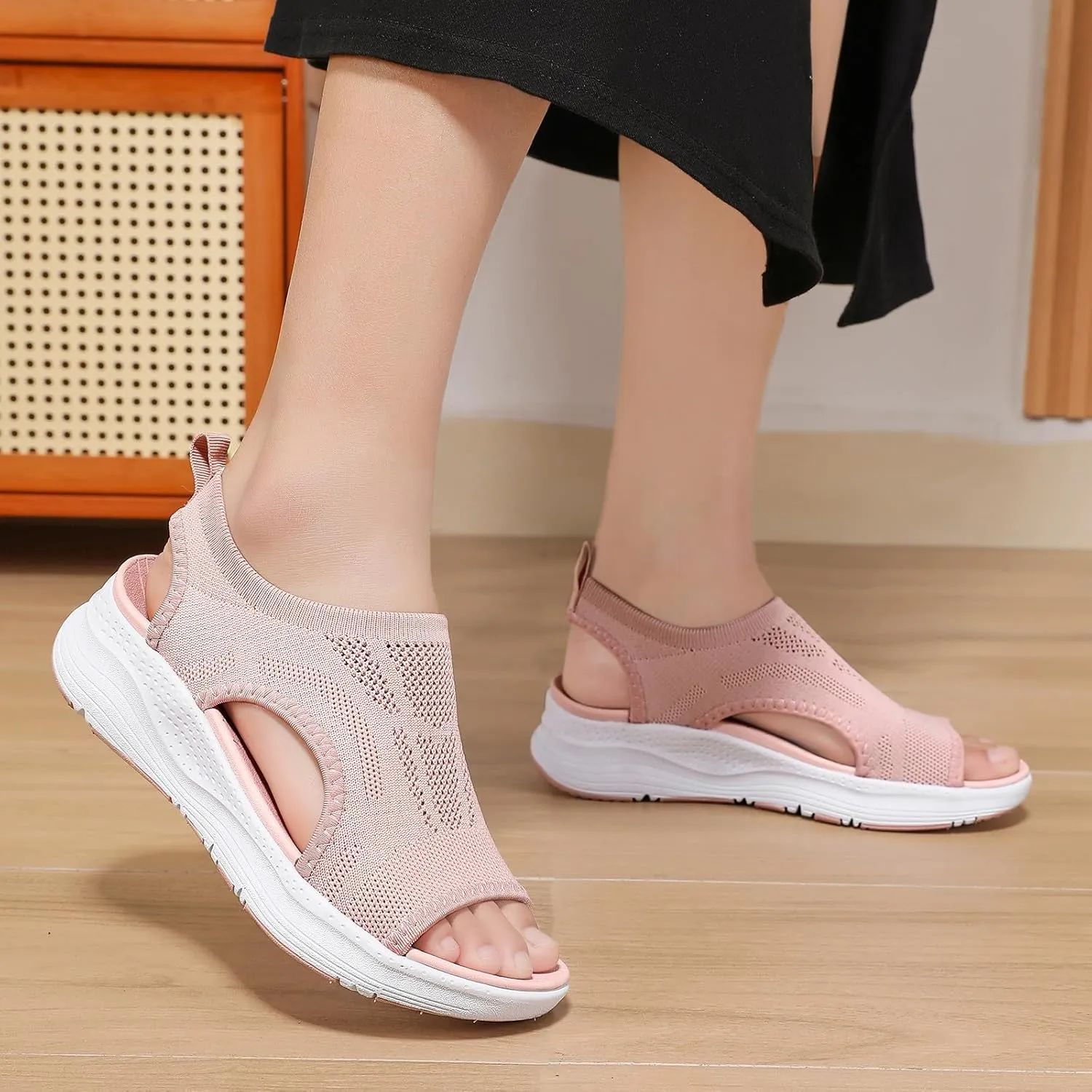 GoodValue Womens Comfortable Orthopedic Sandals Arch Support Ladies Walking Sport Athletic Sandals Open Toe Slip On Plantar Fasciitis Platform Dress Sandal 2 Inches Heel