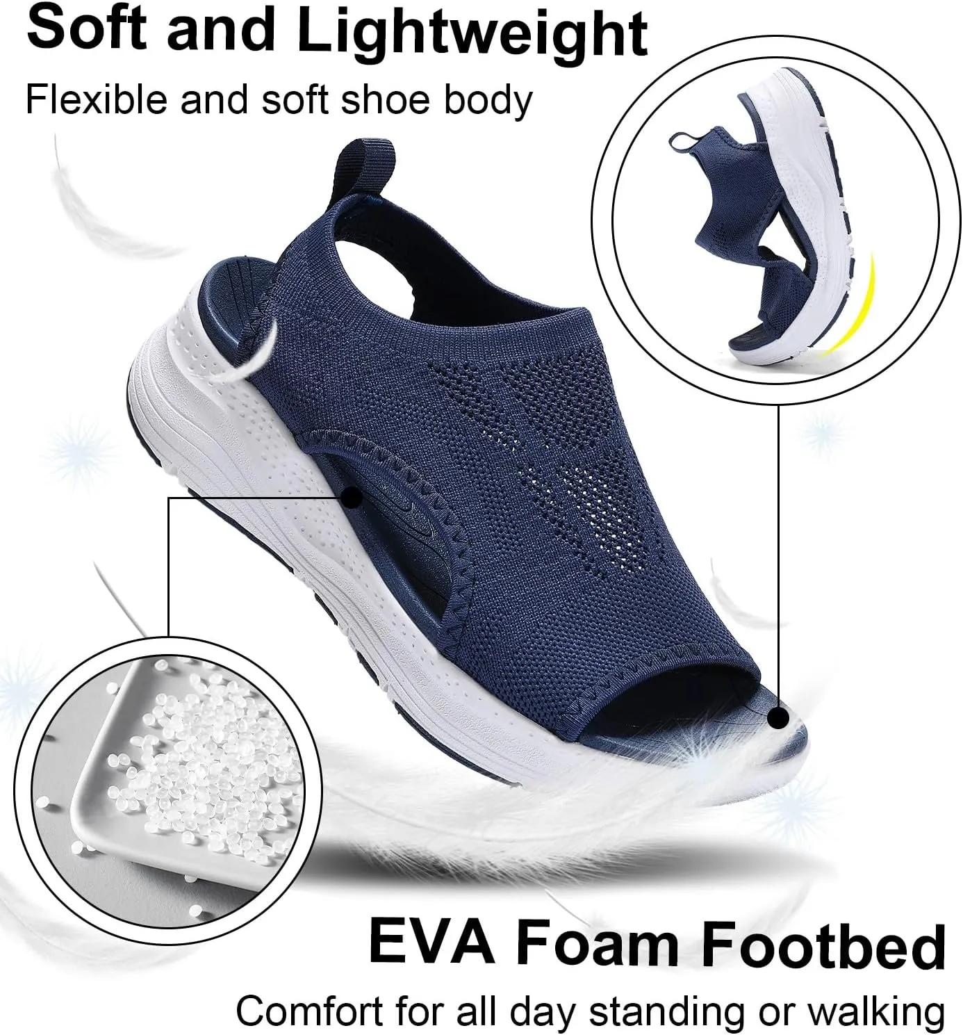 GoodValue Womens Comfortable Orthopedic Sandals Arch Support Ladies Walking Sport Athletic Sandals Open Toe Slip On Plantar Fasciitis Platform Dress Sandal 2 Inches Heel