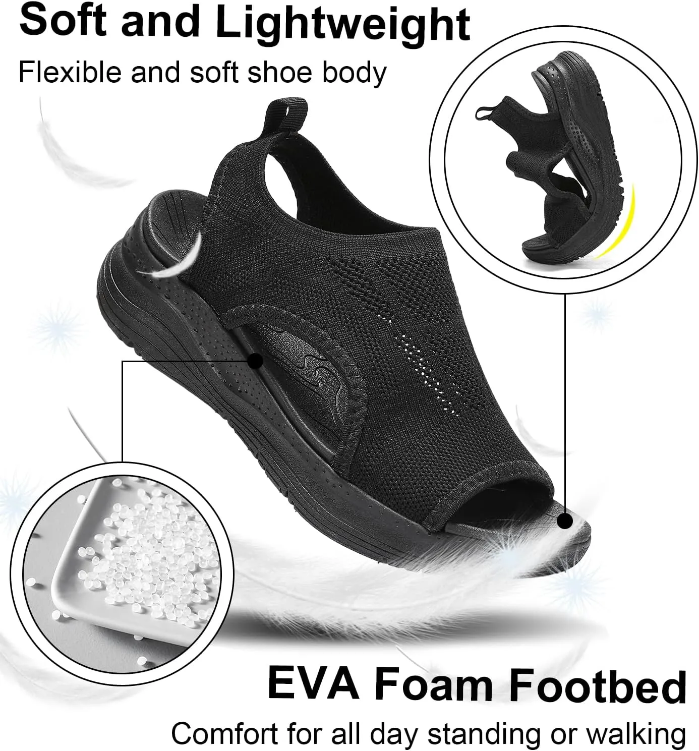 GoodValue Womens Comfortable Orthopedic Sandals Arch Support Ladies Walking Sport Athletic Sandals Open Toe Slip On Plantar Fasciitis Platform Dress Sandal 2 Inches Heel