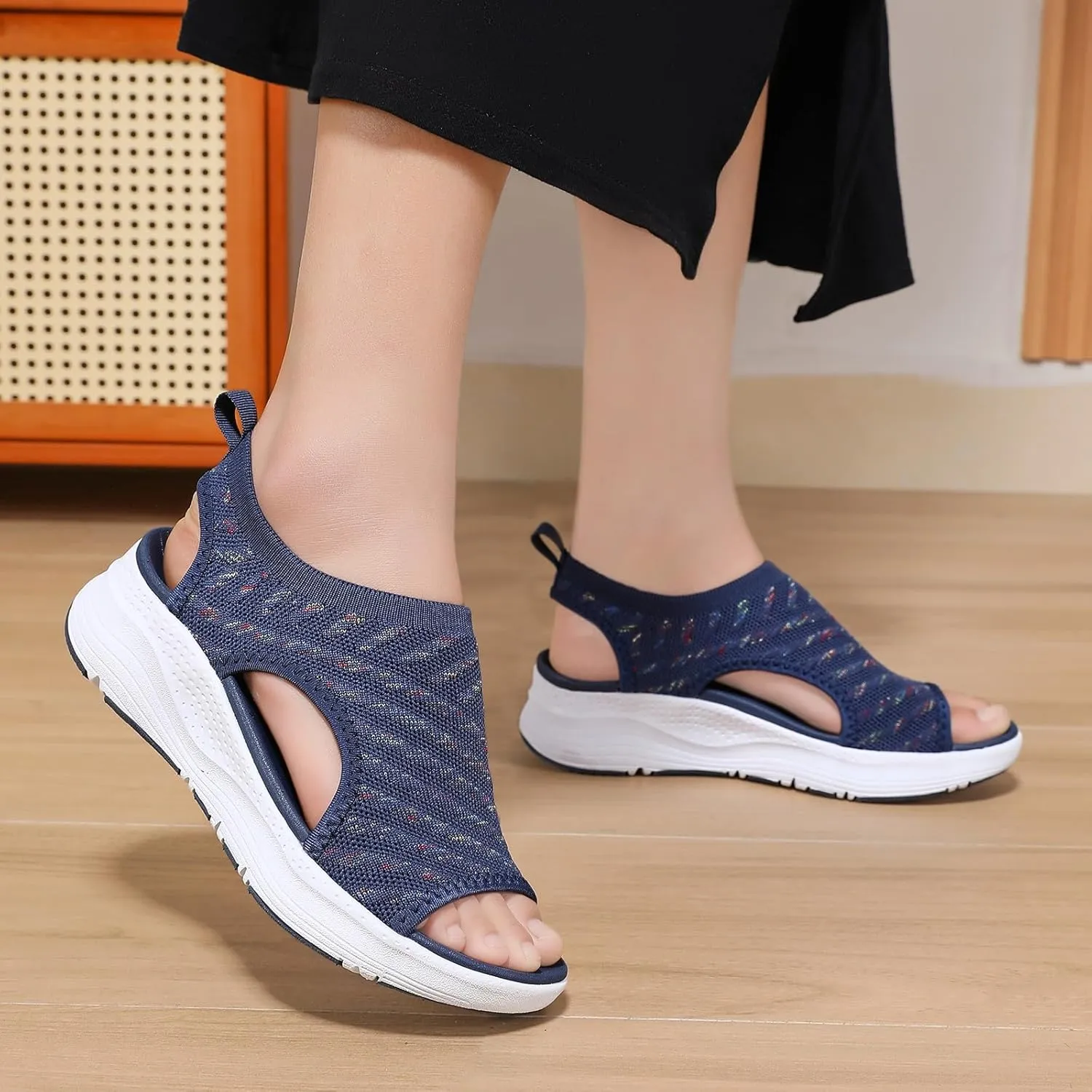 GoodValue Womens Comfortable Orthopedic Sandals Arch Support Ladies Walking Sport Athletic Sandals Open Toe Slip On Plantar Fasciitis Platform Dress Sandal 2 Inches Heel